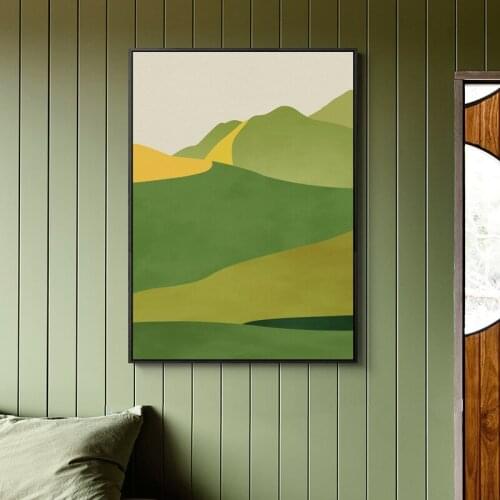 Abstract Landscape Green Mountain Poster Wall Art Picture Canvas Painting Decoration Poster and Print Living for Room Bedroom