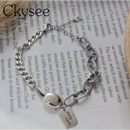Ckysee News Design Genuine 925 Sterling Silver Square Good Luck Bracelet & Bangle Length 16cm Jewelry Pulseras Lobster