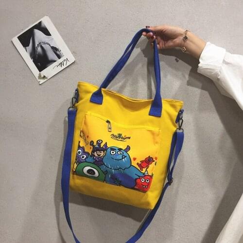 New style fashion canvas bag female cartoon girl printed shoulder bag personality school bag for student
