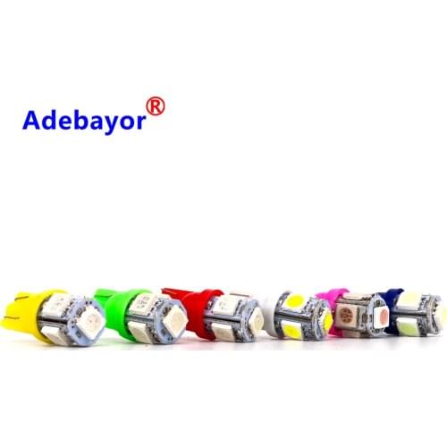 500Pcs Wholesale T10 5 SMD 5050 W5W 194 501 LED Car Auto Clearance Interior Lights Marker Lamps DC 12V blue green yellow white