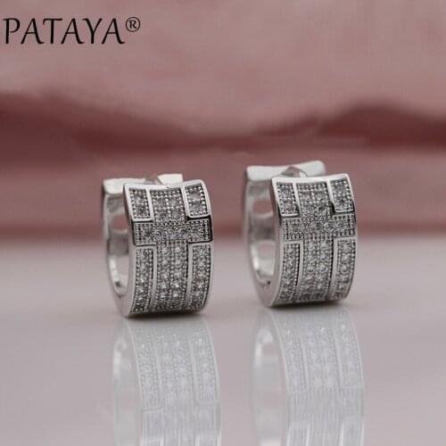 PATAYA New Women Wedding Party Luxury Jewelry 585 Rose Gold True White Gold Micro-wax Inlay Natural Zircon Big Dangle Earrings