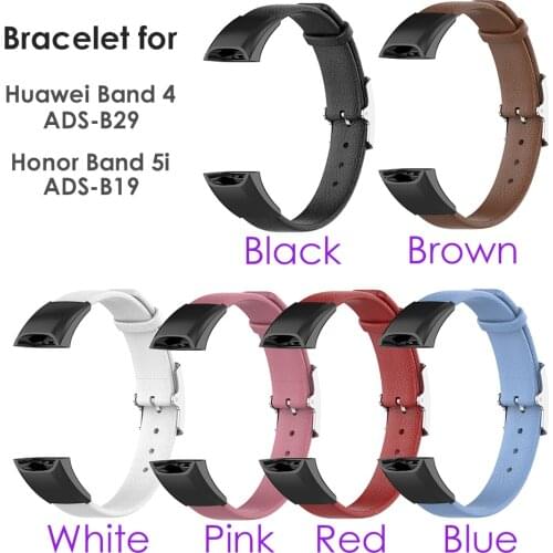 Luxury Bracelet Wristband for Huawei Band 4/ Honor Band 5i Genuine Leather Watch Strap Replacement Watchband with Metal Buckle