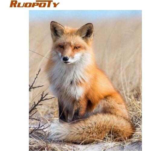 RUOPOTY 5D DIY Diamond Painting Animal Fox Diamond Embroidery Cross Stitch Full Square Mosaic Picture Of Rhinestones Home Decor