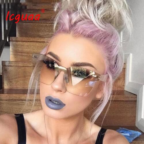 Hot Fashion Brand designer sunglasses women Summer Rimless Square Shades Sun glasses Eyewear sunshines Luxury sunglasses woman