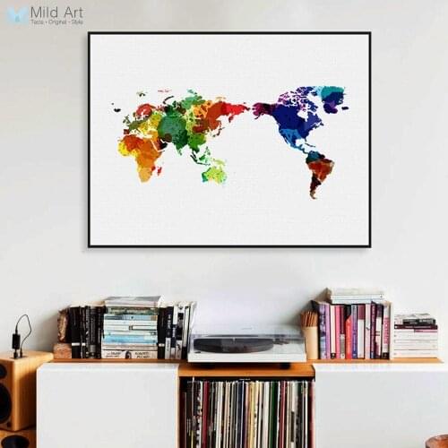 Modern Abstract Colorful Calligraphy World Map Poster Prints Nordic Room Wall Art Picture Vintage Home Decor Big Canvas Painting