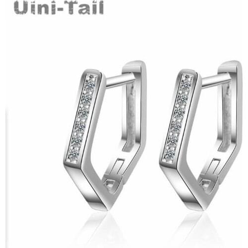 Uini-Tail hot new 925 sterling silver simple geometric micro inlay ear buckle temperament personality fashion trend dynamic