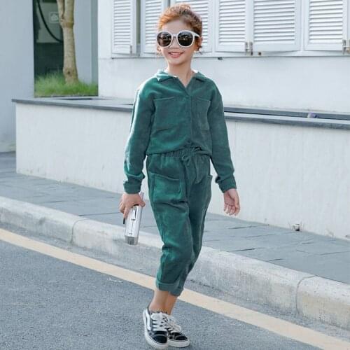 Girl Spring Autumn Corduroy Clothing Set Childrens Jackets Pants 2pcs Outfits Kids Girls Students Casual Cardigan Clothes Set