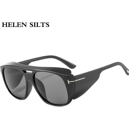 Vintage Steam Punk Sunglasses Women Brand Design Square Glasses BIG Frame Sunglasses Men Classic Black Sun Gafas de Sol H68