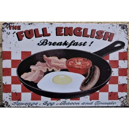 Breakfast Cafe Retro Metal Tin Sign Plaque Poster Wall Decor Art Shabby Chic Gift
