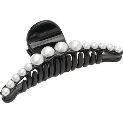 Women Girls Hair Claw Clamps Pearl Bead Hair Crab Barrettes Scrub Clip Clear Color Hairpin Hair Accessories