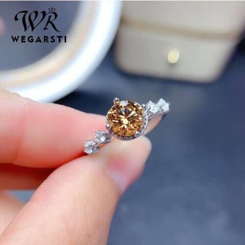 WEGARSTI Engagement Finger Ring For Women Big Stone 2CT Clear Created Moissanit Rings Crystal Statement Fine Jewelry Female Gift