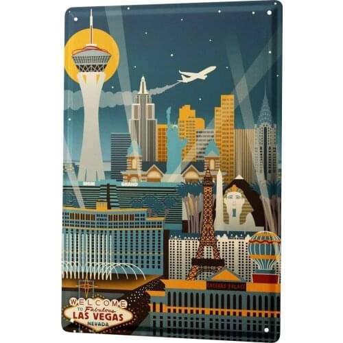 Tin Sign Metal Plate Decorative Sign Home Decor Plaques Retro Art Metropole Las Vegas