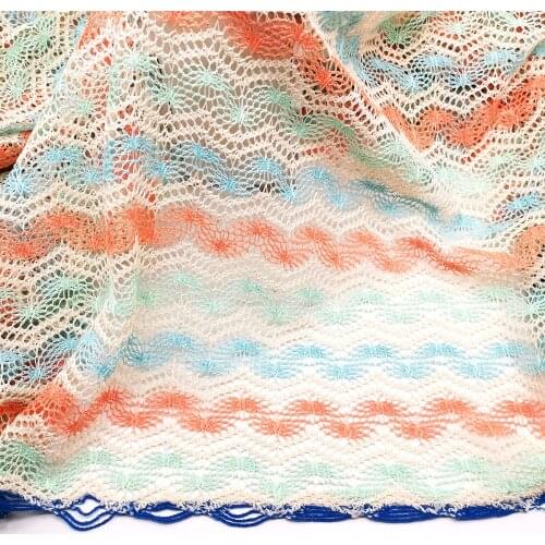 Zig Zag Knits Lace Fabrics 1 Meter For Dress Wave Striped Crochet Mesh Fabrics Diy Fashion Cloth Maple Leaf 150CM Wide