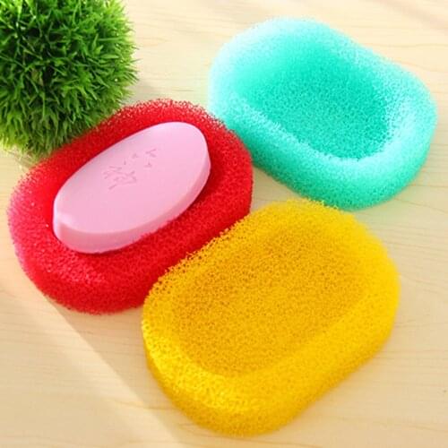 1pc Random Color Sponge Soap Dish Plate Bathroom Kit Soap Holder Dishes