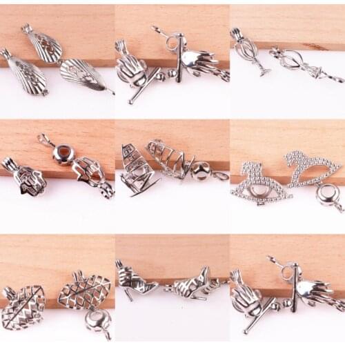 10Pcs/lot Plated Palm Lip And Sail Cage Locket Pendant Finding Perfume Essential Oil Necklaces Jewelry Supplies