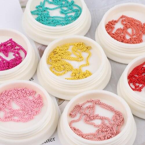 13pcs/set Multicolor Nail Art Metal Chain Gold Silver Bead Micro Nail Line Acrylic Tips Glitter Striping Ball DIY Decoration