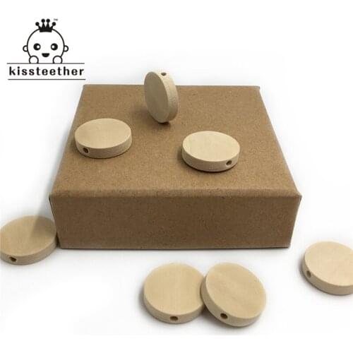 20mm(0.79'') Natural Flat Wood Round Beads Wooden Teether Unfinished DIY Accessories Wood Chips Circles Wood Discs Baby Toys