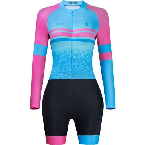 2021 Frenesi Cycling Skinsuit Women Long Sleeve Macaquinho Bicycle Jumpsuit Uniform Maillot Ciclismo Bike Triathlon Bodysuit