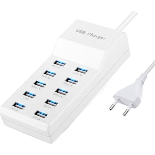 50W Multi 10 Ports USB Wall Charger Fast USB Charging Desktop Adapter Mobile Phone Charge EU US Plug for iPhone Samsung Xiaomi