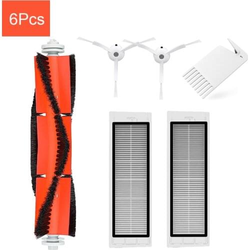 6PCS Main Brush Side Brush HEPA Filter for Xiaomi 1S Rock S6 S5 S60 S5 S50 S55 E25 E35 Vacuum Cleaner Parts Accessories