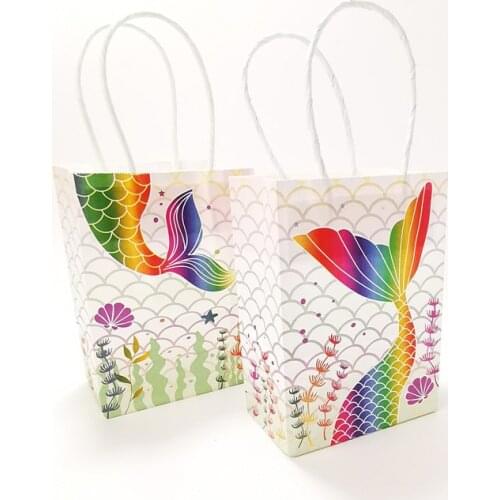 6pcs Colorful Mermaid Gift Bag Little Mermaid Party Birthday Gifts Favor Bag Candy Dragee Boxes Bonbonniere Container Packaging