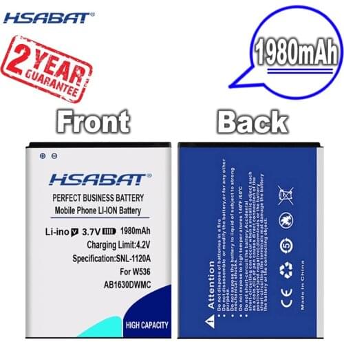 HSABAT Battery for PHILIPS W536 W635 W6350 CTW536 X2560 W635 W6350 T539 D633 1980mAh AB1630DWMC