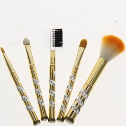 Aluminum Handle Travel Cosmetic Makeup Brush Kit Set Include Eyebrow Comb Blush Brush Applicator 2 Eyeshadow Blending Brushes