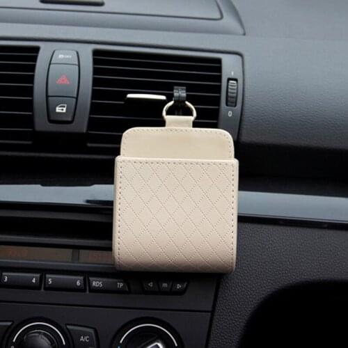 Car Storage Bag Air Vent Dashboard Tidy Hanging Leather Organizer Box