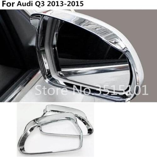 Car styling rear Rearview Side glass Mirror trim frame Rain Shield Sun Visor Shade ABS chrome 2pcs For Audi Q3 2013 2014 2015
