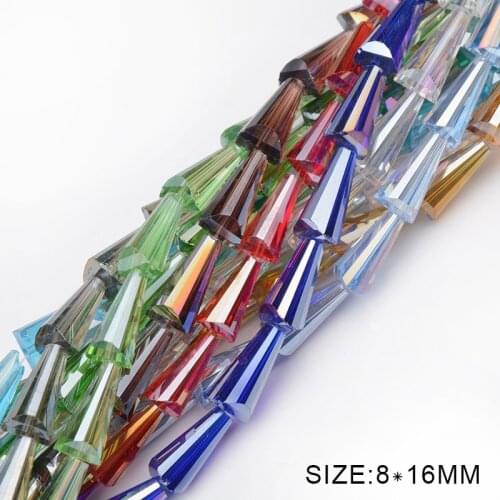 8*16mm 50pcs Tower shape Austrian crystal beads Conical Spire loose beads glass for Jewelry Bracelet Making accessories DIY