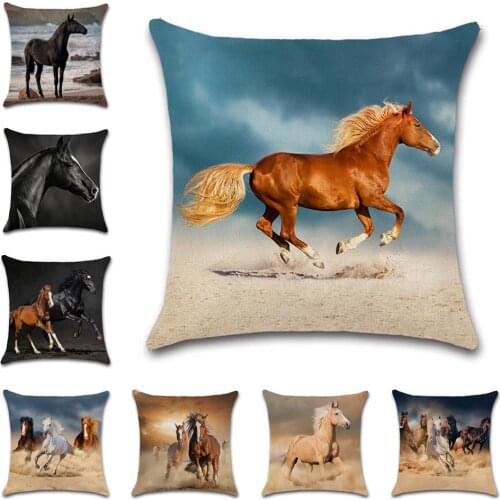 Horse Print Running Animal Cushion Cover decorative Home chair car seat friend Decor Living room sofa kids gift pillowcase