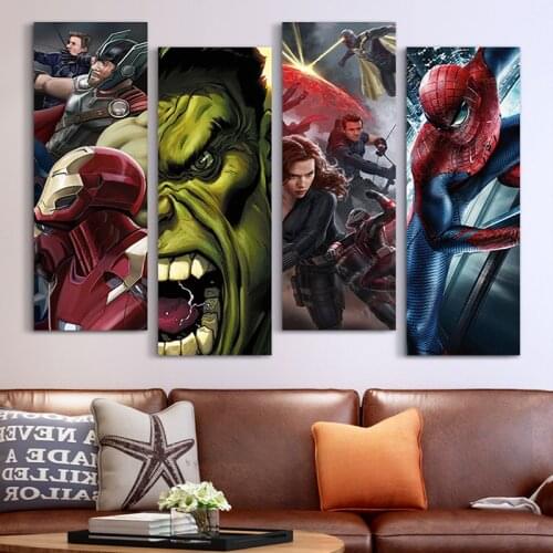 Marvel Decorative Posters Superheroes Iron Man Spideman Wall Art Canvas Print Painting for Living Room Entrance Hanging Painting