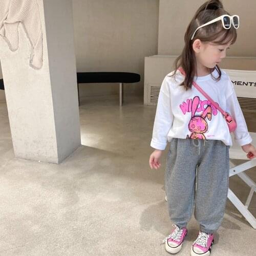 Childrens Sports Pants 2021 Autumn New Boys and Girls Solid Color Simple Casual Loose Korean Fashion Frenulum Sport Pants