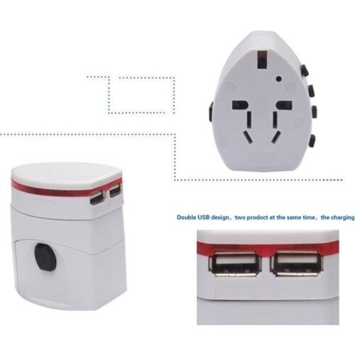 Dinto 20pcs/lot 2USB Convinient All in One Charger Adapter Plug AC Converter to US/UK/AU/EU Plug Socket International
