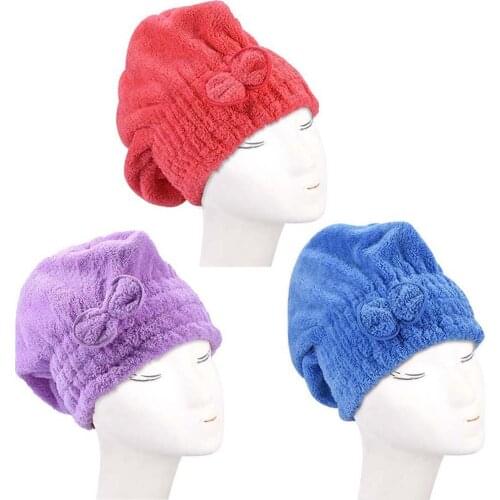 Microfiber Bowknot Elastic Water Absorbent Quick Dry Wrap Hair Hat Shower Cap Ladies Cap Bathing Drying Towel Head Wrap Hat