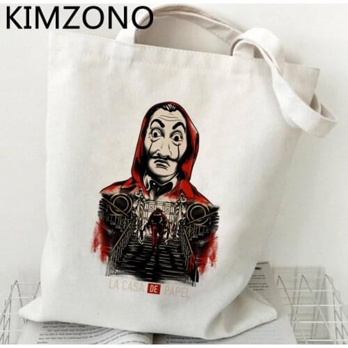 La Casa De Papel shopping bag canvas recycle bag cotton bolsa shopper bag tote bolsa compra bolsas ecologicas reusable cabas