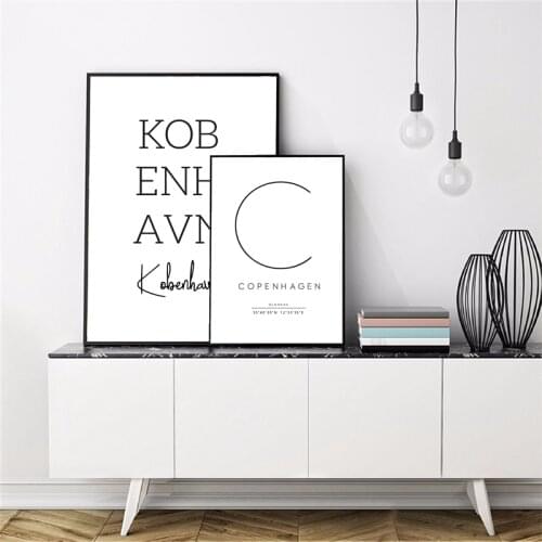 Copenhagen Poster Danish Bedroom Wall Art Decor , Copenhagen Art Canvas Prints City Coordinates Denmark Scandinavian Home Decor