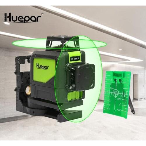 Huepar 902CG Self-leveling Professional Green Beam Cross Line Laser 360-Degree Coverage Horizontal and Vertical Line with Pulse