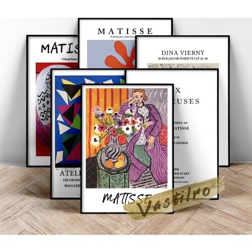 Henri Matisse Famous Classic Poster, Robe Violette Et Anemones Oil Painting, Matisse Aix En Provence Prints, Bedroom Wall Decor