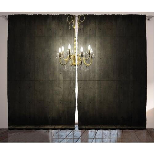 Haunted Mansion Chandelier Curtains Castle Interior Satin Fabric Drapes for Living Room Bedroom 2 Panel Window Set