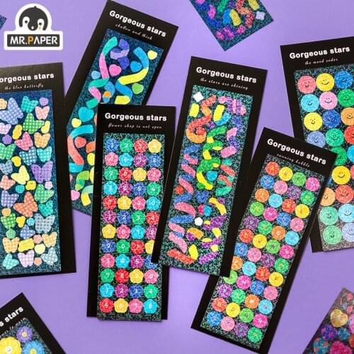 Mr Paper 8 Designs Ins Style Gorgeous Star Language Series Creative Handbook DIY Decorative Collage Material Plain Sticker