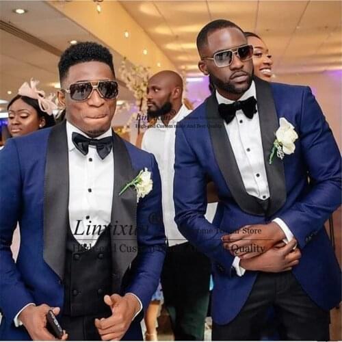 Men Slim fit Suits 3 Pieces Jacket Pants and Vest Sets Fashion For Wedding Bridegroom Prom Blazers Costume Homme Terno Masculino