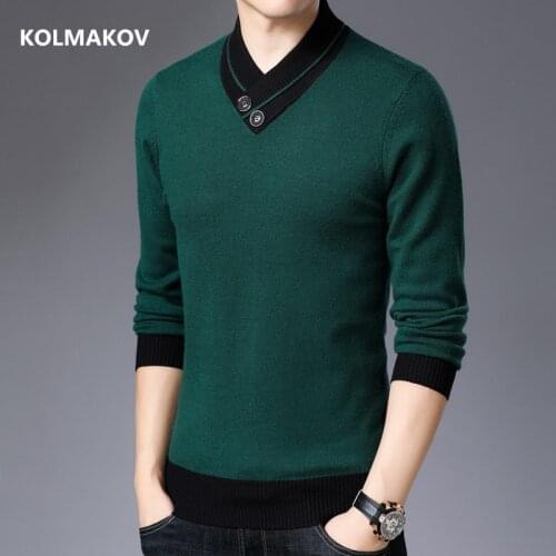 2020 autumn Men high quality Cashmere Sweater mens fashion V-neck Sweaters Warm knitting Pullover men size M-4XL