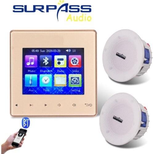 Smart Bluetooth Wall Amplifier Fm Radio Music Ceiling Speaker Modules Home Audio System Digital Stereo Touch Key Amp for Hotel