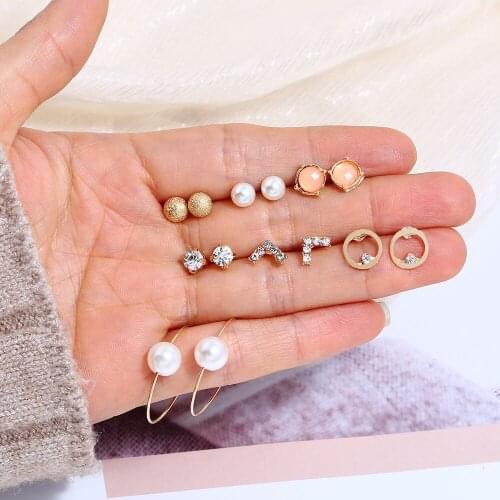 New fashion womens jewelry wholesale girls birthday party pearl earrings set mashup 7 pairs /set earrings Free shipping Earring
