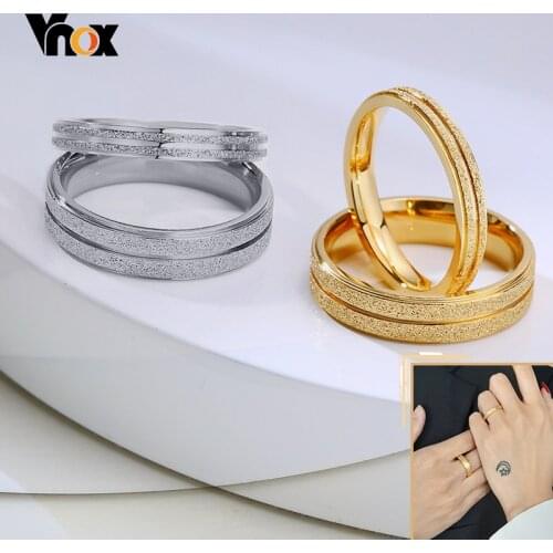 Vnox Sandblasting Wedding Rings for Women Men 2/4mm Couple Wedding Bands Promise Rings Minimalist Christmas Gift for Him Her