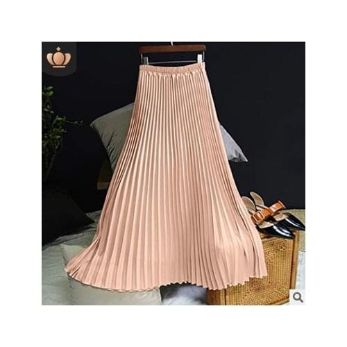 Pleated Skirt Hot Sale Pure Color High Waist Skirt Womens Elastic Waist Fashion Product Gifts for Lovers All-match Skirts