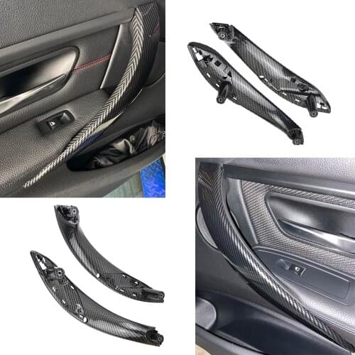 Carbon Fiber Look Front Rear Left / Right Car Interior Outside Outer Door Pull Handle Trim Cover For BMW F30 F80 F31 F32 F33 F35