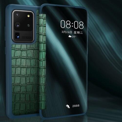 Luxury Flip Smart Sleep Window Leather Case for Samsung galaxy NOTE20 S21 ultra S10 S20 S21 plus S20FE NOTE10 PRO Crocodile