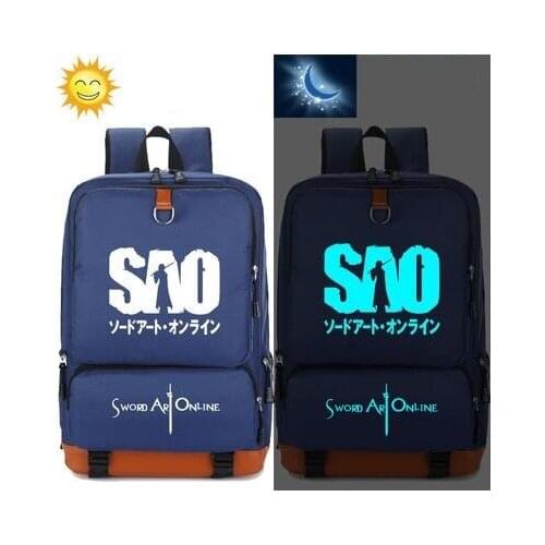 Anime sword art online backpacks for teenage unisex large capacity backpack Anime unisex luminous Backpack a bag